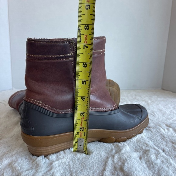 Sperry Duck Brown Leather Boots  Salwater wedge tide Women Size 7 - Picture 10 of 11